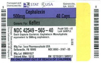 Cephalexin Capsules Usp 500 mg 100s Label (Cephalexin 500 mg Label  42549)